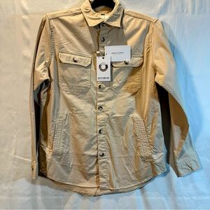 Men Outerwear Tan Button-Up Shirt Jacket